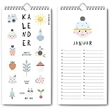 KAWAI-KAMI Wandkalender, immerwährend. Jahresunabhängiger Kalender für Termine, Geburtstag, Event. Dauerkalender für Frauen, Mädchen, Kinder, WG, Büro und Familie. Süss und fröhlich. Design HAPPY LIFE