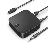 Bluetooth Adapter Transmitter Empfänger 2 in 1 Bluetooth 5.0 Geringe Verzögerung für TV PC Laptop Stereoanlage Kopfhörer Lautsprecher Digitale TOSLINK/RCA/3,5 mm AUX Kabel, aptX LL