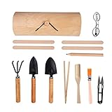 Baoblaze 14-teiliges Gartenwerkzeug-Set Mini Holzgriff Schaufel Kelle Gartengeräte für Blumen Sukkulenten Umpflanzen (Klein)