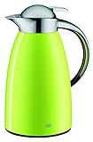 alfi Signo, Thermoskanne Metall grün 1L, mit alfiDur Glaseinsatz, 1421.278.100, Isolierkanne hält 12 Stunden heiß, ideal als Kaffeekanne oder Teekanne, Kanne für 8 T