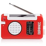 Duronic Hybrid Radio AM / FM – Solarenergie und USB-Ladegerät – Ideal für Camping, Wandern, zu Hause oder im Garten / Aufladbare Kurb