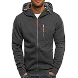 Sweatshirt Langarm Herren Casual Kleine Größe Herren Sweatjacke Zip Hoodie Dünn Und Leicht Slim Fit Pullover Hoodie Einfarbig Kapuzenpullover Langarm Schlanke Herren Bekleidung (Dunkelgrau,M~3XL)