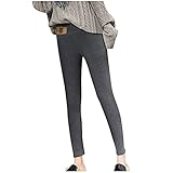 Warme Plüsch Gefüttert Leggings Damen Verdicken mit Slim Lange Thermo Leggings Elastische Hosen Winter Teddy-Innenfleece Strumpfhose Pants High Waist Warm Thermoleggins Einfarbig Sportlegg