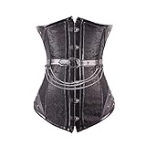 Gothic Bustier Vintage Steampunk Corsagen Satin Top Mit Schnallen Gothic Chain Detail Bustier Mit Kette (Farbe : Black, Size : XL)