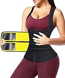 LAZAWG Schweißweste für Frauen Taillentrainer – Sauna Trimmer Gürtel Training Cincher Korsetts Schlankheits Body Shaper Workout Tank Top Neopren Doppelter Bauchgurt Band Gewichtsverlust Gr. L, Schw