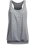 UNibelle Tank Top Damen Yoga Shirt Top Sport Tanktop Ärmellos Racerback Fitness Oberteil Training, Hellgrau, L
