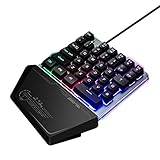 YWLGRX Mechanische Einhandtastatur mit 35 Tasten und Handgelenkauflage 3-Farben-Tastatur mit Hintergrundbeleuchtung und USB-Kabel für Esport Gamer PUBG FPS LOL