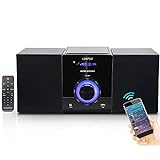 Micro Stereo System, Kompaktanlage Stereoanlage CD Soundsystem, HiFi Musikanlage mit CD-Player, Bluetooth, UKW-Radio, USB-Anschlus, AUX