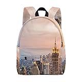 Süße Rucksack Tasche Sonnenuntergang New York City Wolkenkratzer Rucksack für Jungen und Mädchen Outdoor Casual Daypack