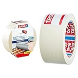 tesa Verlegeband rückstandsfrei entfernbar - Gewebeverstärktes - 25 m x 50 mm & Malerband UNIVERSAL - Vielseitiges Klebeband für Malerarbeiten ohne Lösungsmittel, 50 m x 50