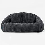 Lounge Pug - Sitzsack Sofa für Kinder mit Hocker - Cord Schwarz - Bubble - Kinder S