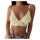 IFOUNDYOU BH Damen ohne Bügel Rückenfrei Cami Top BH Sexy Push Up Bustier BH Blumen Spitze Deep V Bralette BH Spaghettiträger Klassischer Unterwäsche Dessous BH Top für Frauen Mädchen Abendk