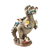 Dinosaurier Essen Zwerge Gartenstatuen, Gartenfigur aus Harz, Gartendeko Zwerg Figuren Harz, klassisches Design, Gartenfigur, für Outdoor Indoor Rasen Patio Yard (S-15x5x6cm)