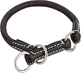 Schnüffelfreunde Retriever Halsband für Hunde mit Zugstopp aus Leder I Erziehungshalsband I Dressurhalsband I Lederhalsband Hund (L - 37-45cm, Braun)