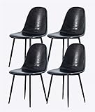 YF 4er Set Esszimmerstühle Retro Thekenstuhl Mit Rückenlehne Metallbeine Lederstuhloberfläche, Geeignet Für Küche, Wohnzimmer, Esszimmer, Schlafzimmer (Color : Black)