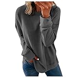 HUBA Pullover Damen Sweatshirt Pulli Rundhals Einfarbig Langarm Casual Lose Top Oberteile Longsleeve Sweater Langarmshirt Longshirt Tshirt Bluse Tunik