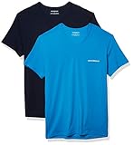 Emporio Armani Herren Core Logoband 2-Pack Vneck T-Shirt Pyjamaoberteil, Marine/Cerulean, Groß