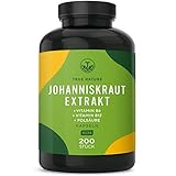 Johanniskraut Extrakt - 200 Kapseln - entspricht 3.600mg pro Kapsel - mit Vitamin B6, B12 & Folsäure (tragen zur Verringerung von Müdigkeit bei) - Vegan, Laborgeprüft, Deutsche Produktion TRUE NATURE®