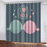 RGDFBG Vorhang Blickdicht 2er Set Blauer rosa Fisch 140X180cm FBlickdichte Gardinen Verdunkelungsvorhang - Lichtundurchlässige Vorhang mit Ösen für Schlafzimmer Geräuschreduzierung 2er S