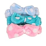Minkissy kosmetische Haarbandflanell headwraps des Verfassungsstirnbandbowknot für Frauenduschezubehör 3p