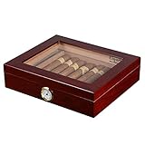 Volenx Zigarren Humidor Mit Hygrometer Hält 15-20 Zigarren (Braun)