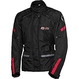 DXR Motorradjacke mit Protektoren Motorrad Jacke Kinder Tour Textiljacke 5.0, Motorradjacke Kinder, wasserdicht, Winddicht, atmungsaktiv, Weitenverstellung, Protektoren, Schwarz, 158-164