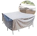 DDLL Garten-Abdeckungen Wasserdicht, Freizeitmöbel Bezug aus Polyester-Geweben, Winddicht, rechteckige/quadratischen Außentischdecke,Silber,255 x 130 x 80