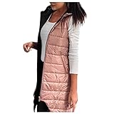 Damen Winterjacke Lange Daunenjacke Daunenweste Warm Westen Winter Daunenweste Steppmantel Slim Fit Reißverschluss Damenmantel Steppjacke Outdoor Leichte Daunenjacke Softshelljacke mit T