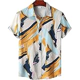Sommer Herren Persönlichkeit Blumendruck Europäischen und amerikanischen Stil Kurzarm Strandurlaub Shirt Casual Fashion M