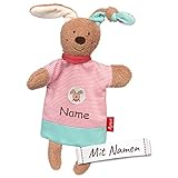 Sigikid Handpuppe-Schnuffeltuch mit Namen Bestickt, Mädchen Baby & Kinder Rosa Schmusetuch personalisiert, Kuscheltuch als Geschenk zur Geburt, Taufe, Nikolaus, Weihnachten, O