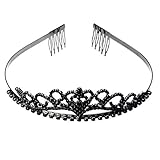 rosenice Diadem Herz Krone mit Haarkamm Clip Hochzeit Haarband Schwarz Stirnb