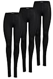 ONLY 3er Pack Leggings für Damen in schwarz - Blickdicht - Für Freizeit, Sport, Yoga oder Fitness aus 95% Baumwolle 15209151