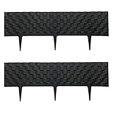 2 Pcs Rasenkante Gartenpalisade Beeteinfassung Beetumrandung,Rattan-Optik Effect,Gartenpalisade Beetzaun,Grenze Pflanzendekoration,Plug-in Wasserdichter Corrosion Resistant Zaun,Garten Rasen Z