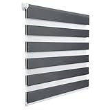WOLTU DR5551dgr , Doppelrollo , Duo Rollo Klemmfix ohne Bohren , Seitenzugrollo Easyfix , lichtdurchlässig und verdunkelnd , 85x150 cm , Dunkelg