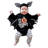 Fledermaus kostüm Kinder Halloween Kostüm Neugeborenes Baby Jungen Mädchen Karneval Fasching Party Cospaly Costume Babykostüme Bat Cartoon Kapuzenjacke Mantel Babykleidung (#05-Schwarz, 9-12 Months)