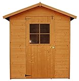 TIMBELA Gartenhaus aus Holz - Holz imprägniert - Lagerraum mit Boden - H216 x 198 x 149 cm / 2,1 m2 Naturholz Shiplap-Schuppen - Fahrradwerkzeugschuppen M301I