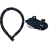 ABUS Kettenschloss Ivera Chain 7210 – Fahrradschloss mit Kunstfaserummantelung – ABUS-Sicherheitslevel 8 – 110 cm – Schwarz & Fahrradtasche ST 2200, Black, 25.5 x 10 x 5