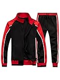 FTCayanz Trainingsanzug Herren Sportanzug Jogginganzug Männer Langarm Anzug Fitness Sporthose Freizeitanzug Schwarz XXL