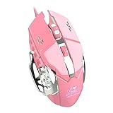 Myya Pink Gaming Wired Mouse Stilvolle 3200dpi Coole Hintergrundbeleuchtung Mäuse für Büro/Spiele Mädchen Geschenk