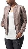 Urban Classics Damen Ladies Imitation Suede Bomber Jacket Jacke, - Braun (taupe 782) - M