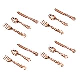 TOYANDONA 4 Sätze 1/ 12 Skala Mini Gabel Löffel Messer Set Besteck Miniatur Servierwerkzeug Miniaturen Lebensmittel Küchenbedarf für Kinder Mädchen Jungen Kleink