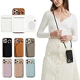 iphone13 Mini (13,7 cm) Crossbody Case mit Riemen, Handytasche mit Kreditkartenfach, Riemen, Geldbörsenhülle für Damen, mit Spiegel und Ring, langer Schulterg