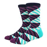 3 Paar Herren Lustige Happy Socks Feiner Absatz Rautenmuster Rauten Dreidimensionales Rohr Geometrische Lustige Große Größe Gekämmte Baumwolle -a9