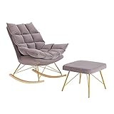 Schaukelstuhl, Manueller Gleiter Wippe Liegestuhl mit Dick Gepolsterter Sitz, Hohe Rückenlehne Einzelsofa Lazy Stuhl, für Wohnzimmer S