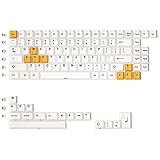 Mechanische Tastatur mit 108 Tasten, 1 Set Tastenkappen, weiß-gelb, Farbton: Sub-schwarzer Druck, dickes PBT für mechanische Tastaturen, 108 Tasten (Farbe: 84)