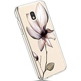 Ysimee Hülle kompatibel mit Samsung Galaxy J7 2017 Handyhülle, Transparent Weiche Silikon Schutzhülle Muster Blumen [Crystal Klar] TPU Bumper Case Dünne Stoßfeste Protective Hülle, B