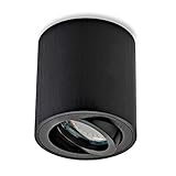 sweet-led Aufbauleuchte Rund-Eckig inkl. GU10 5W 450 Lumen 3000K 230V Aufbaustrahler Deckenleuchte Aufputz Alu-gebüstet schwenkbar Strahler Deckenlampe Unterbauleuchte aus Aluminium (Rund-schwarz)