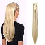 Ponytail Extension Pferdeschwanz Haarteil Haarverlängerung Zopf Hair Piece Haar Glatt Hitzebeständig wie Echthaar Gebleichtes Blond Glatt-21'(53cm)-140g