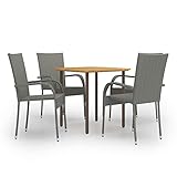 Tidyard 5-TLG. Garten-Essgruppe Set Gartenmöbel Gartengarnitur Sitzgruppe Gartenset Sitzgarnitur Gartentisch Esstisch Stühle Poly Rattan G