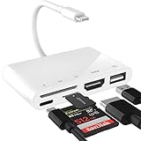 Lighting auf HDMI USB Adapter, 5-in-1 HDMI Digital AV USB SD/TF Adapter Anschluss USB Kamera mit HDMI Sync Bildschirm, SD/TF Kartenleser und Power Port kompatibel für Phone/TV/Projektor/Monitor/